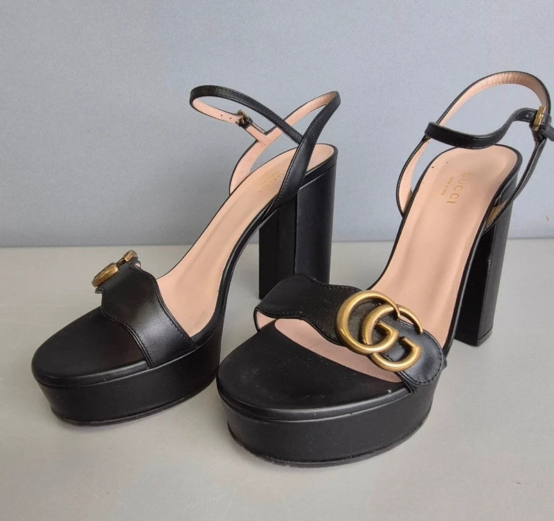 Sandales Gucci GG Marmont plateforme cuir noir – 38,5-2