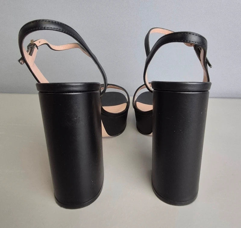 Sandales Gucci GG Marmont plateforme cuir noir – 38,5-3