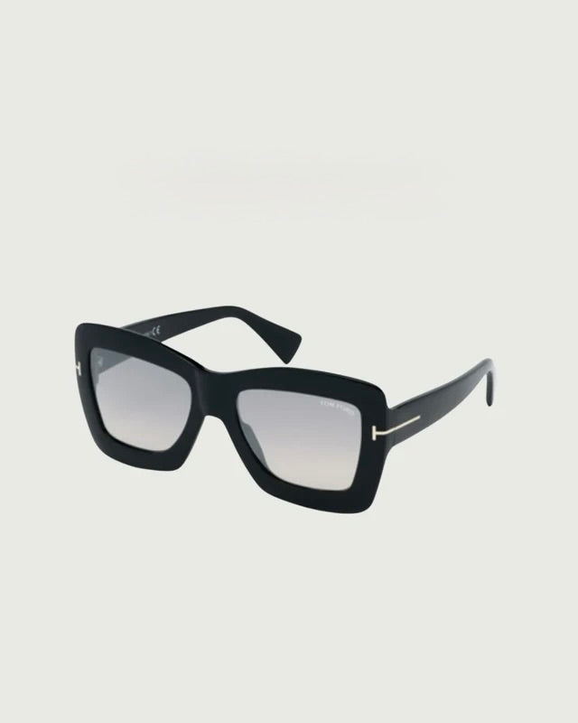 Lunettes de soleil Tom Ford oversize acétate noir verres gris – Parfait état-1