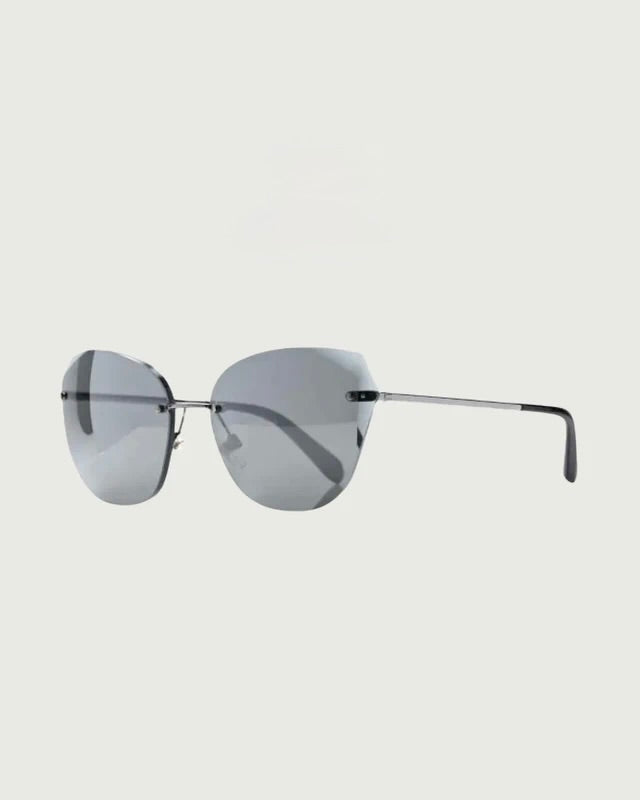 Lunettes de soleil Chanel sans monture métal gunmetal verres miroir gris