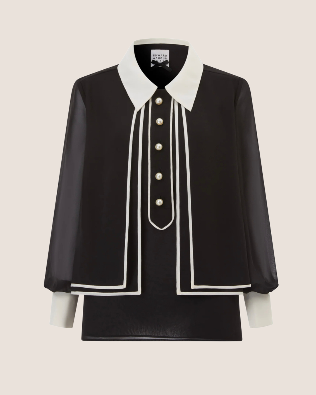 Blouse Edward Achour Paris en soie noir & blanc – T.40