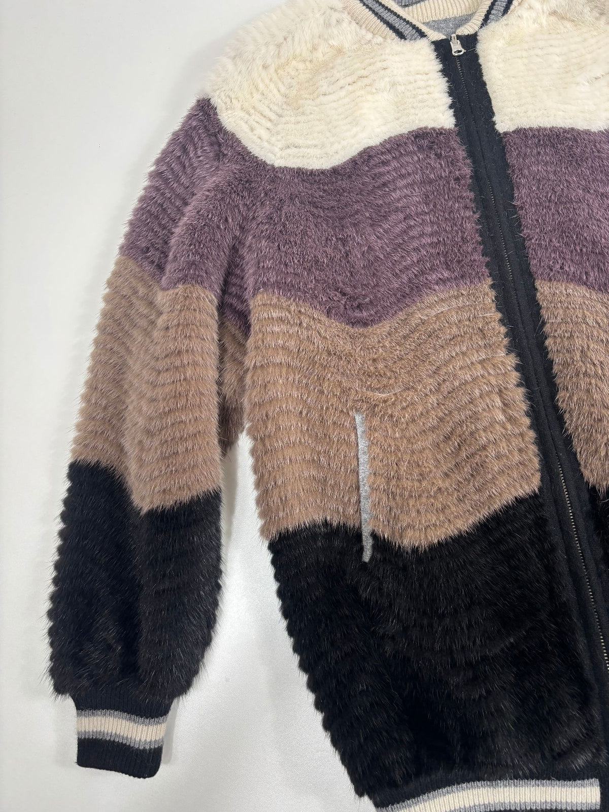 Bomber réversible Rindi vison et laine – Parfait état – Taille 38-2