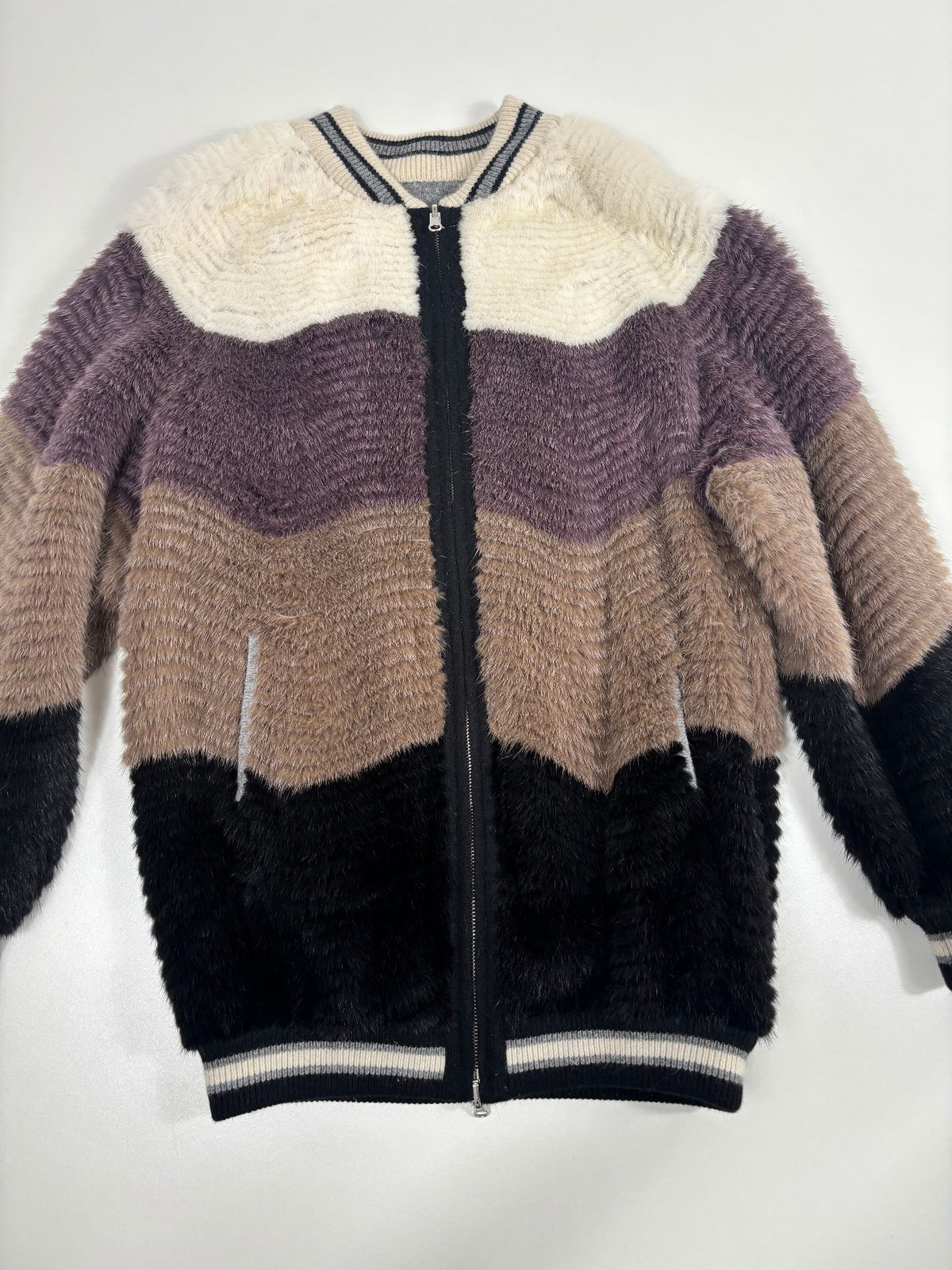 Bomber réversible Rindi vison et laine – Parfait état – Taille 38-5