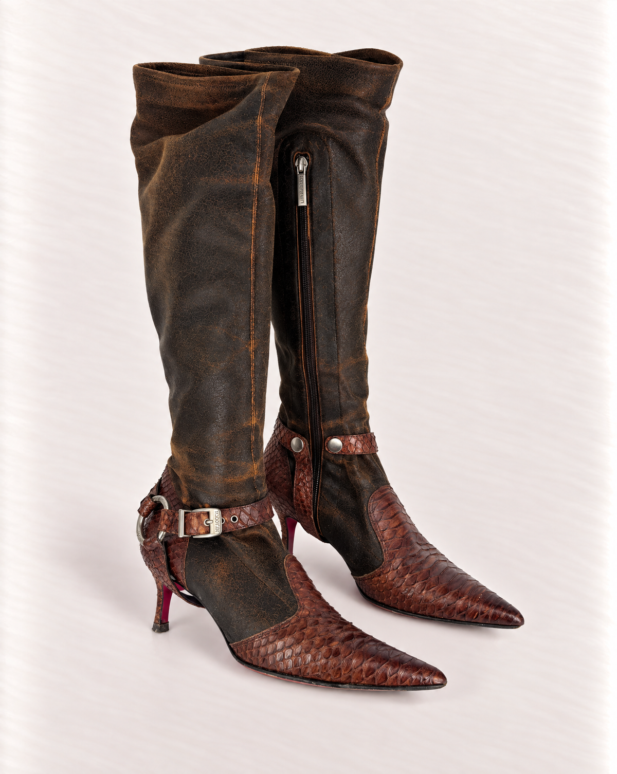 Bottes Luciano Padovan en python et cuir vieilli – Pointure 37,5-1