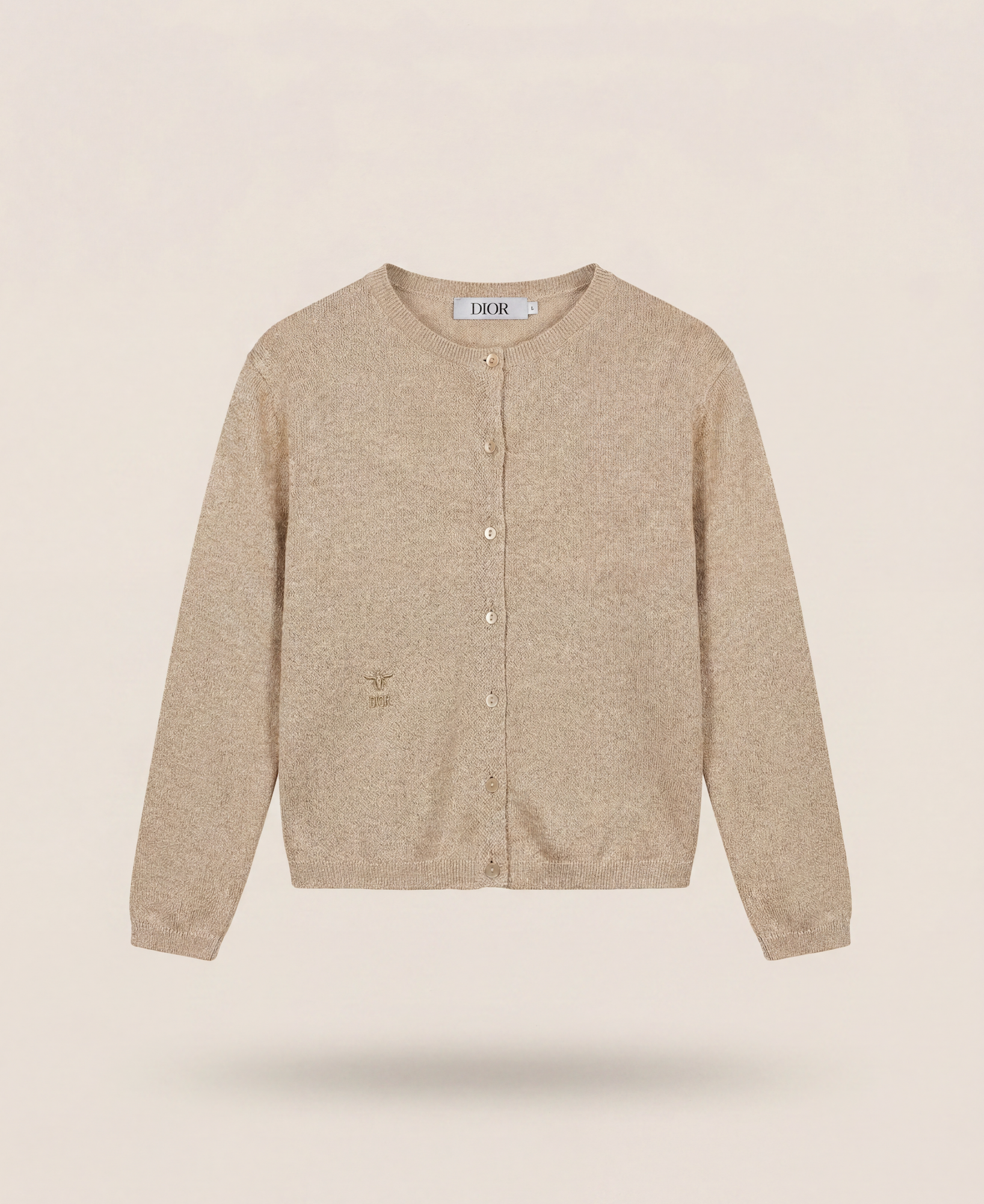 Cardigan Dior enfant coton doré abeille brodée boutons blancs – Taille 10 ans