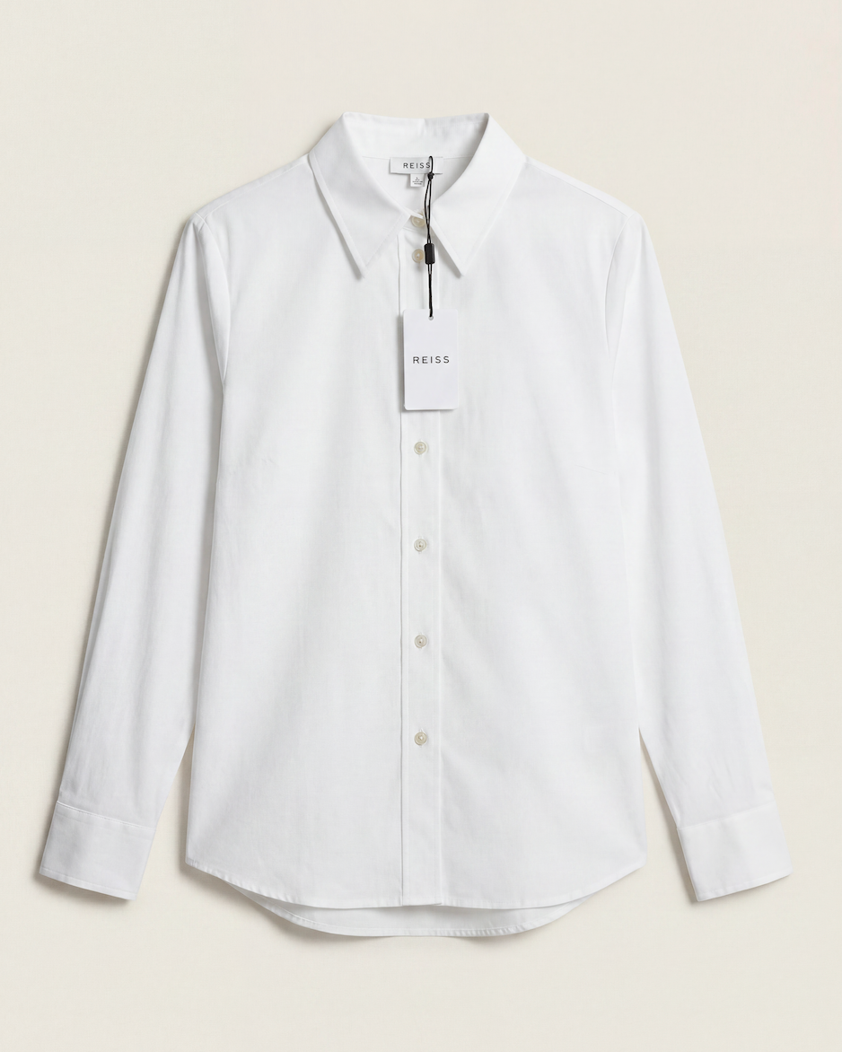 Chemise Reiss coton blanc oversize boutons nacre – T.40