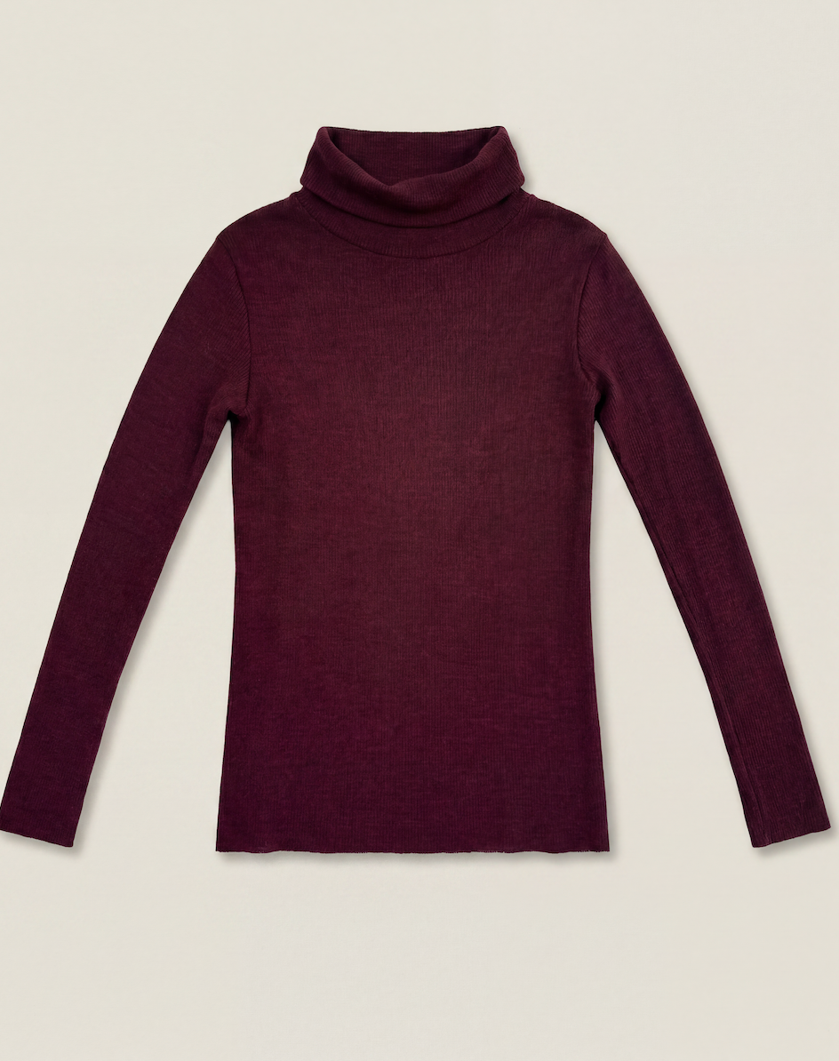 Pull Y's Yohji Yamamoto col bénitier bordeaux maille fine – T.38-1