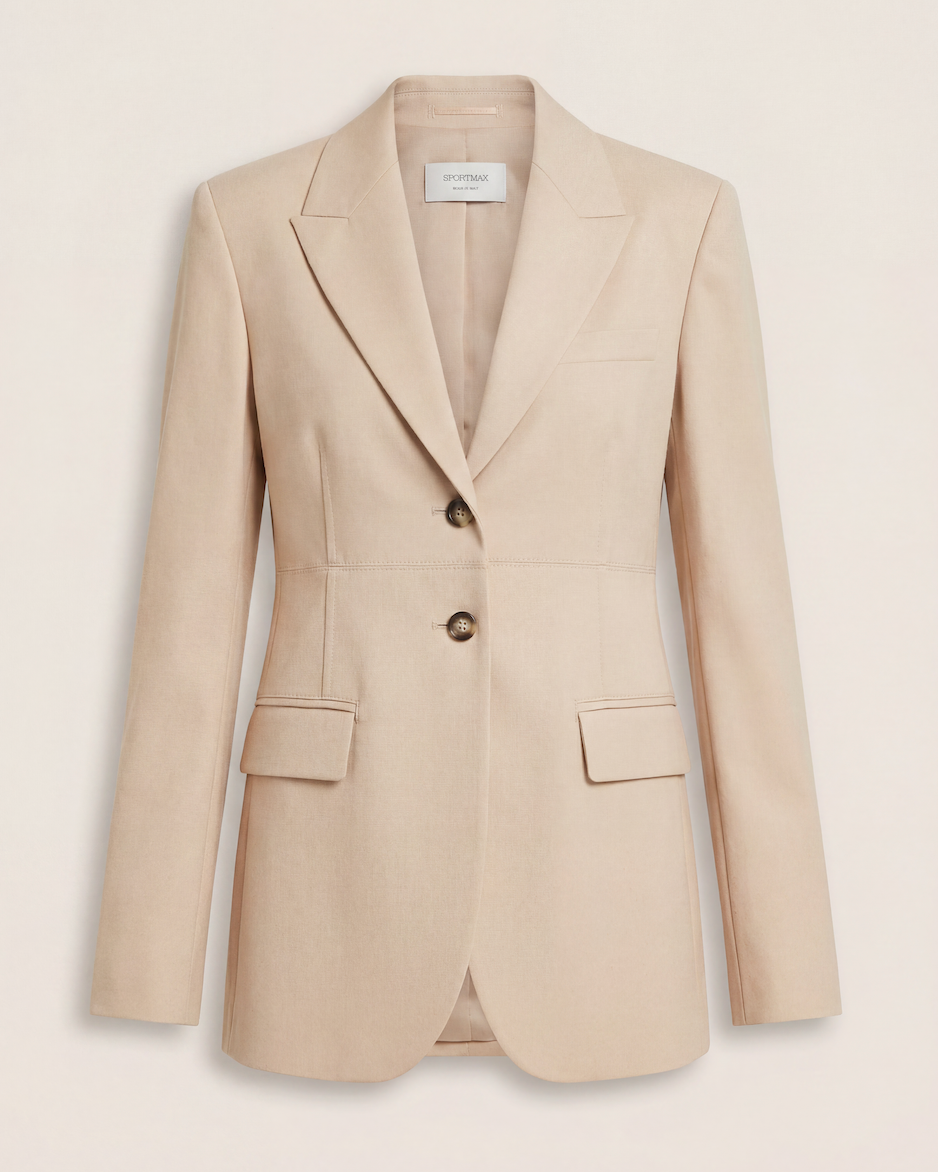 Blazer Sportmax Mela beige sable double boutonnage ornement diamant doré – T.42-1