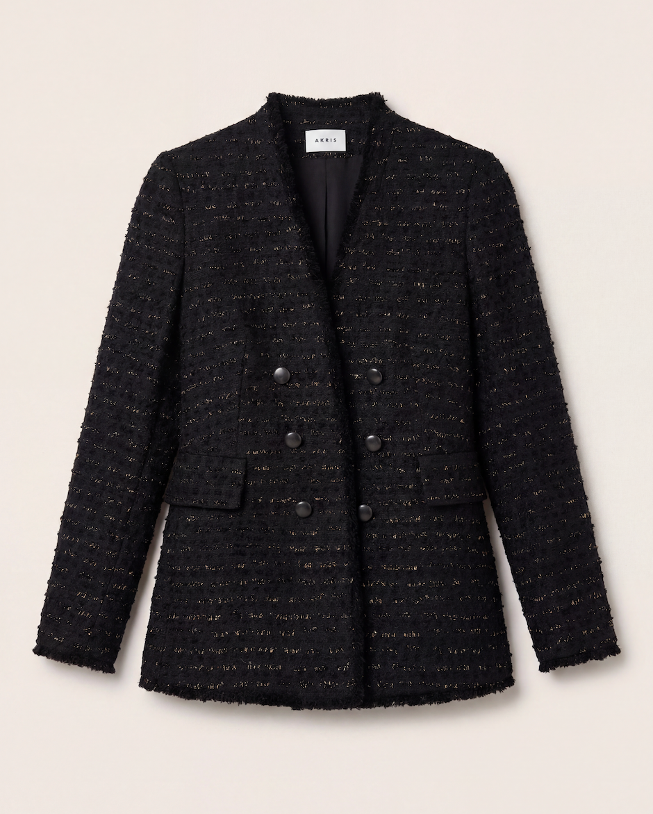 Veste Akris Punto tweed sel & poivre doublure cupro – T.42-1