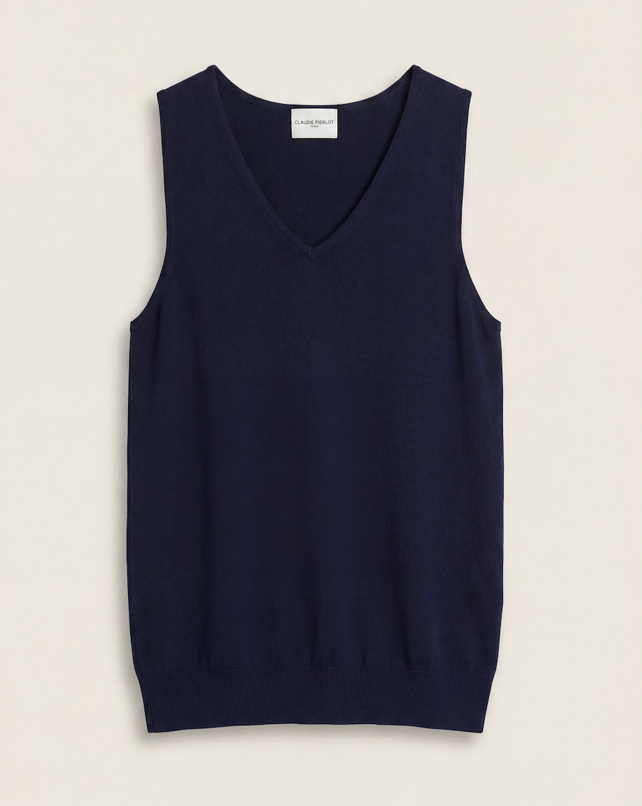 Débardeur Claudie Pierlot en maille bleu marine – T.38