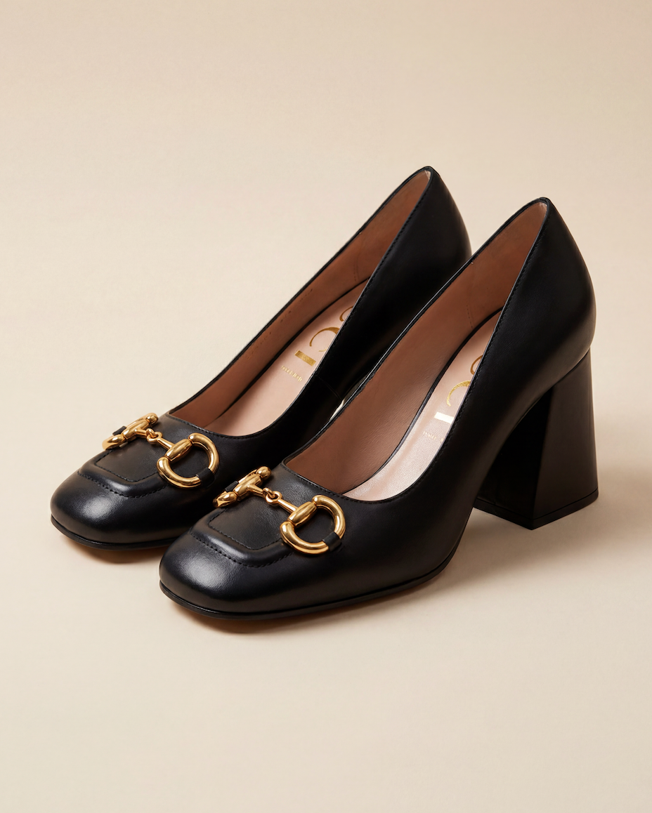 Escarpins slingback Horsebit en cuir noir – Gucci – Taille 41-1
