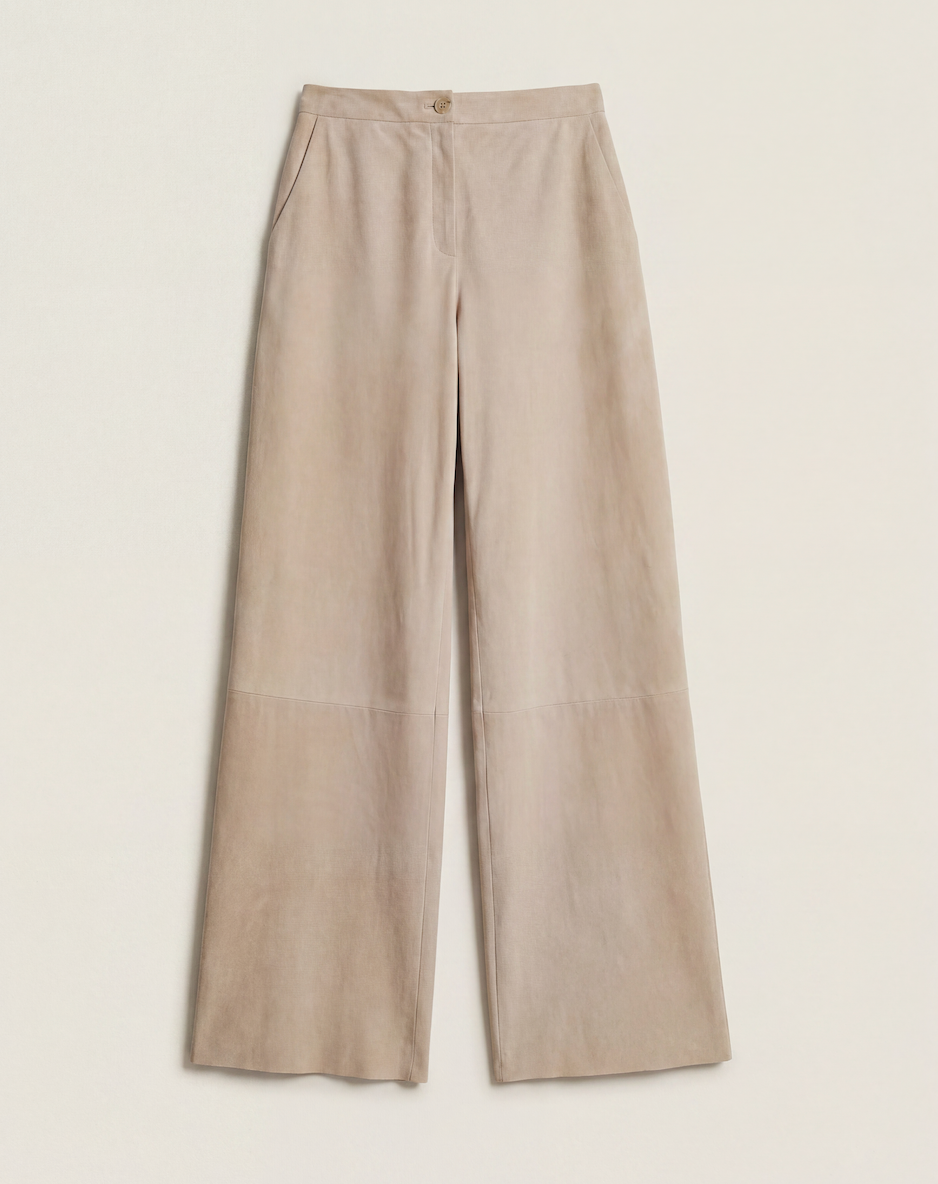 Pantalon Kiton en daim d'agneau beige – T.42-1