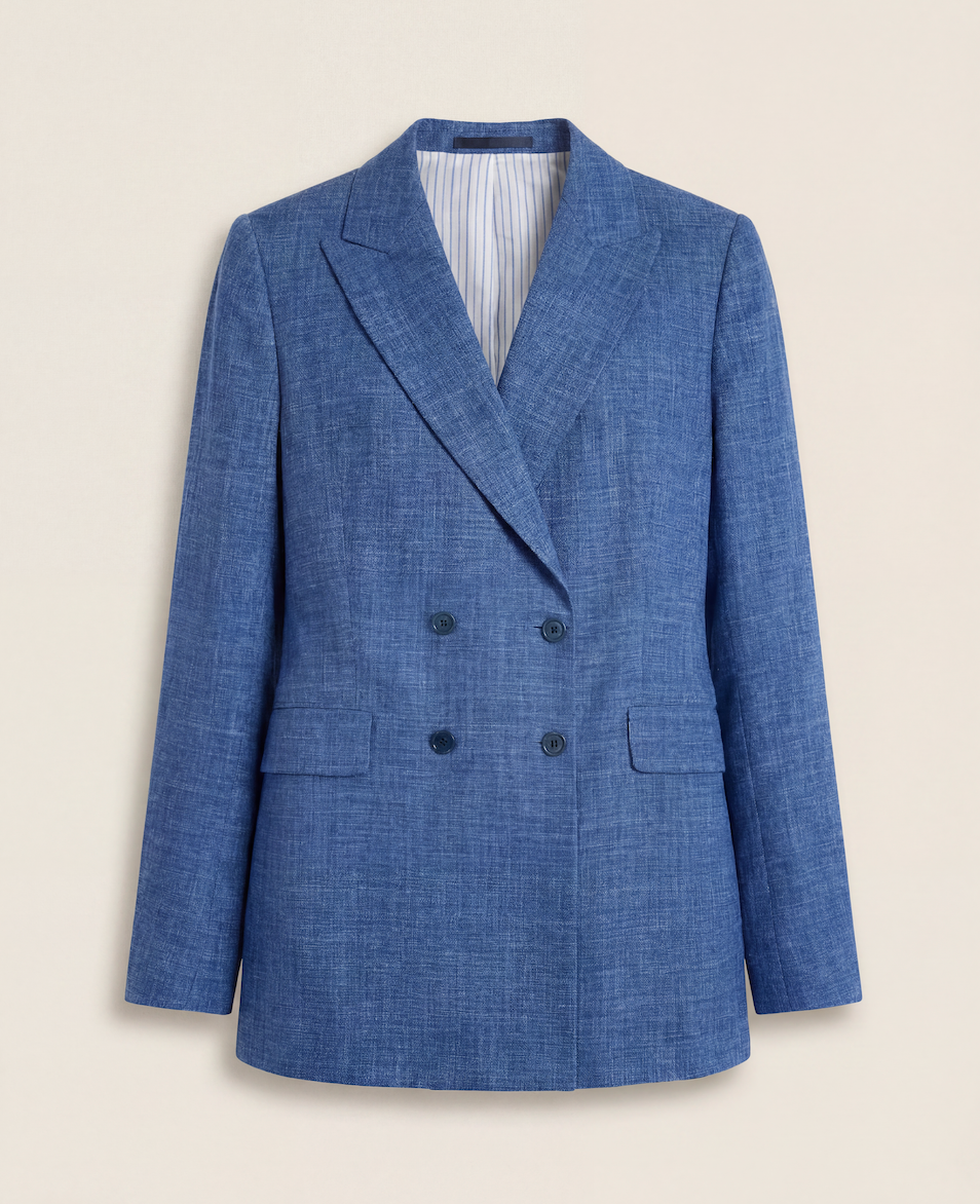 Blazer Crisoni Made in Italy bleu chiné croisé tailoring – T.38