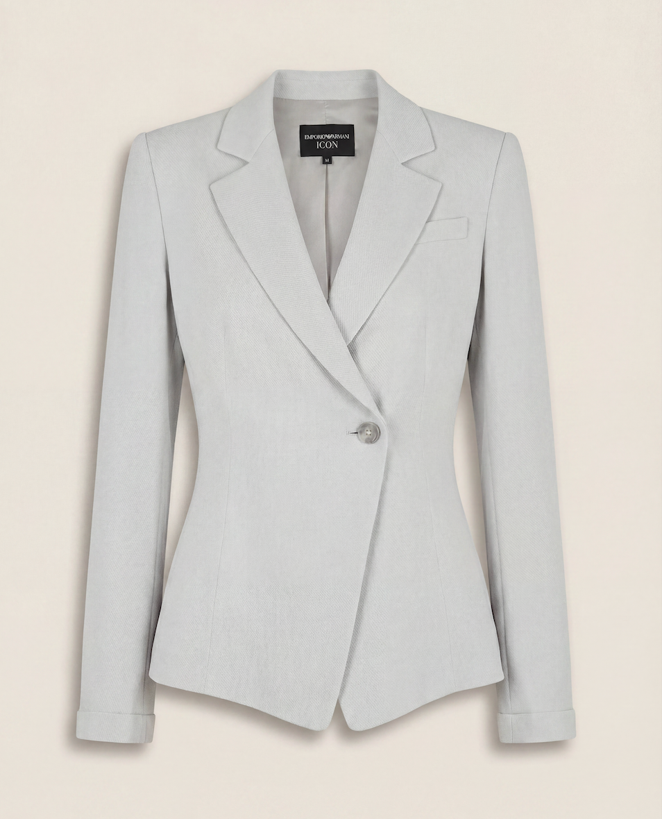 Blazer Icon gris perle texturé asymétrique – Emporio Armani – Taille 42-1