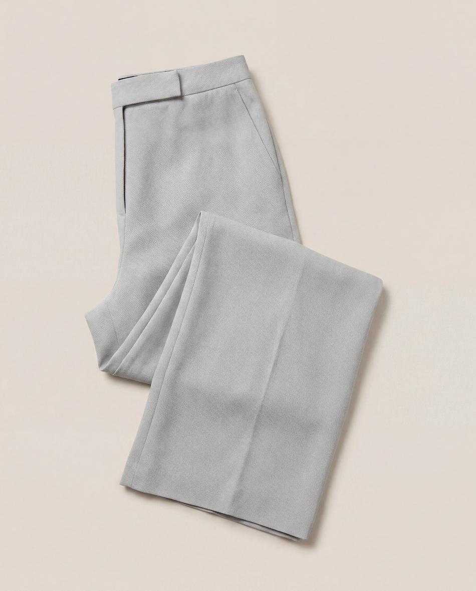 Pantalon large ligne Icon gris perle texturé – Emporio Armani – Taille 40