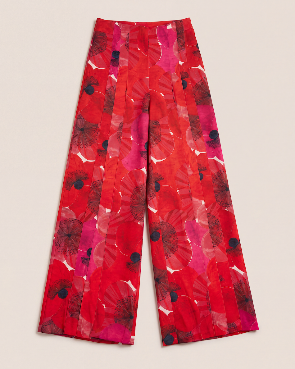 Pantalon Akris Florine imprimé coquelicots coupe droite – Taille 38-1