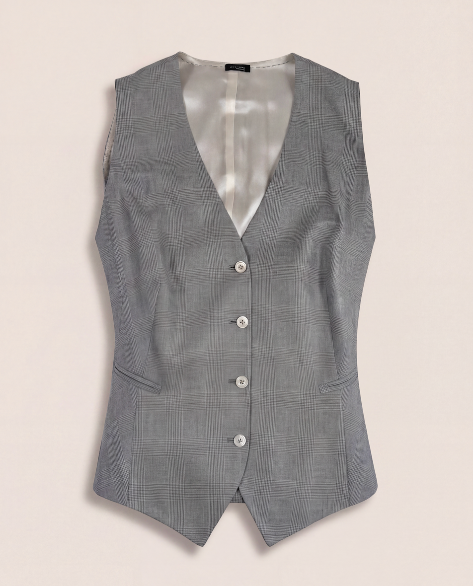 Gilet Kiton Prince-de-Galles cachemire soie col V – Taille 42