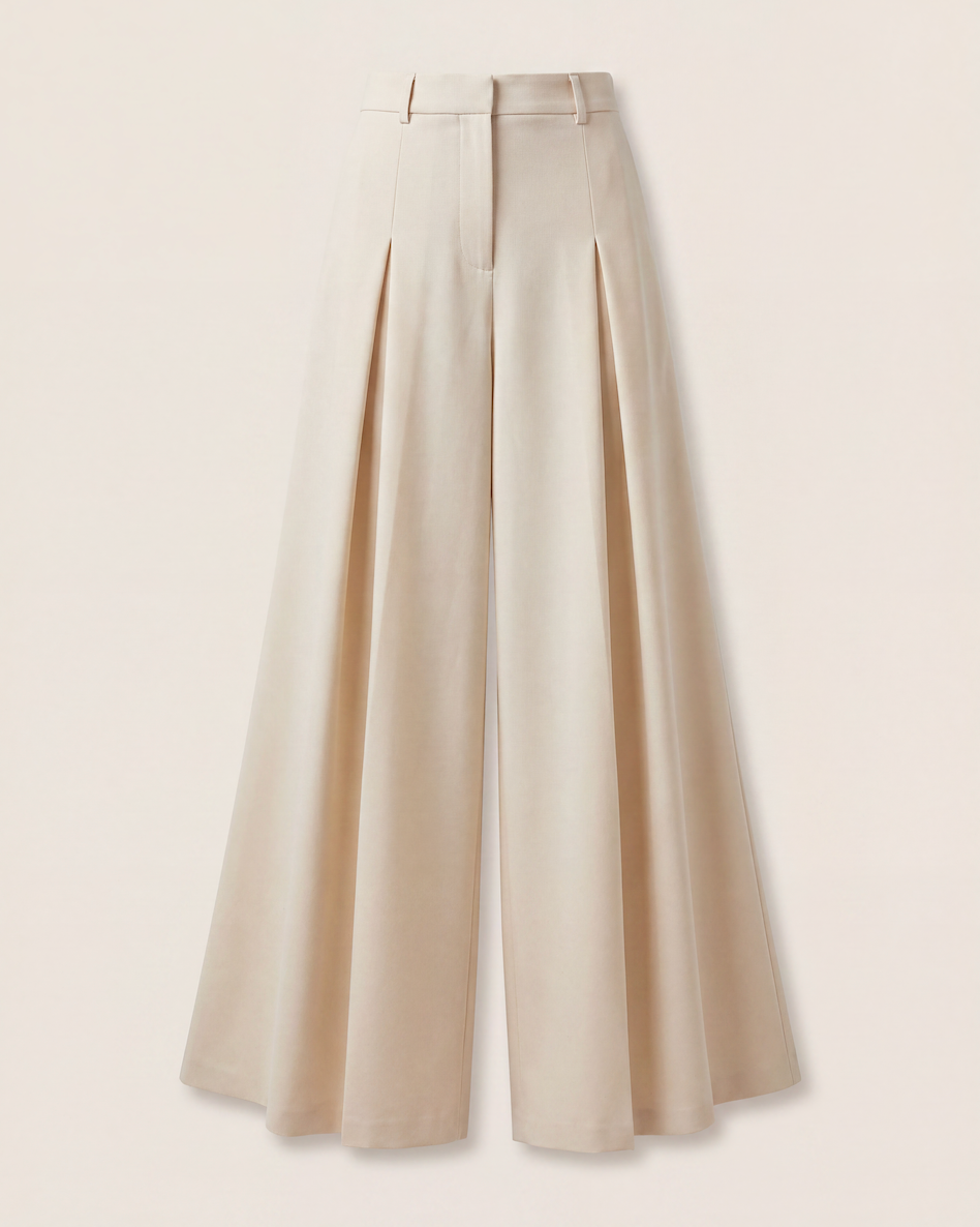 Pantalon Akris Cassie en laine blanc cassé coupe palazzo – T.36-1