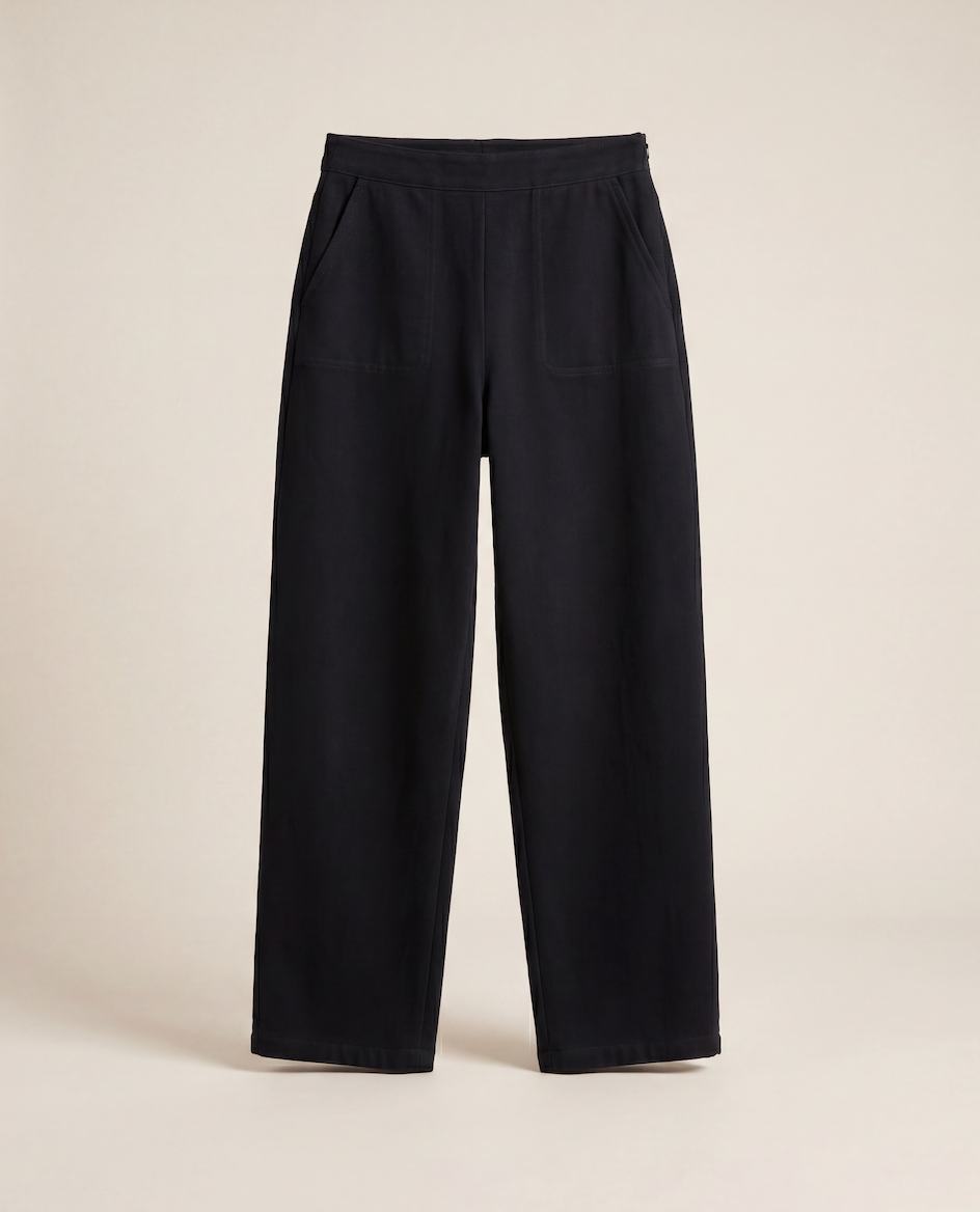Pantalon Akris en coton noir coupe droite – T.38-1