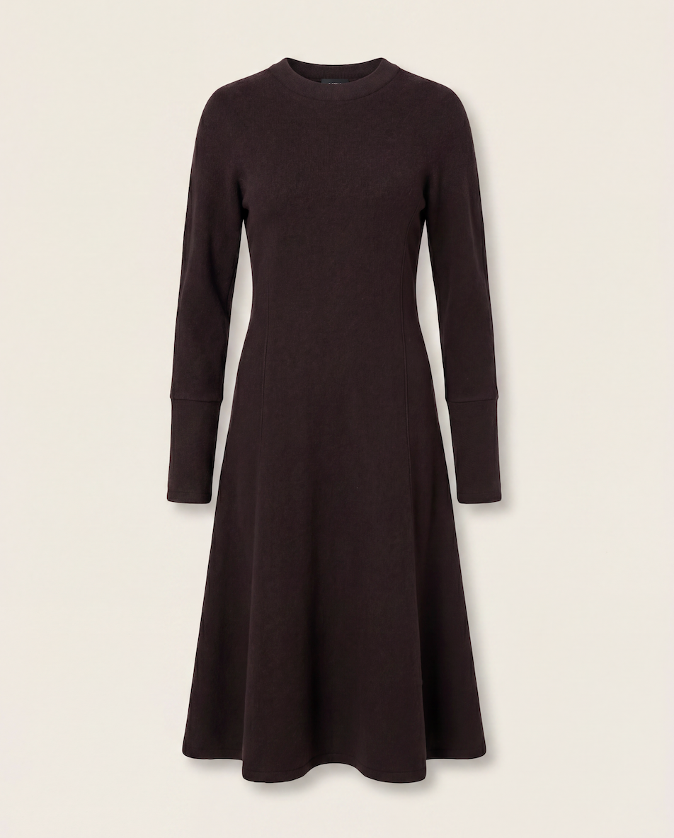 Robe Didier Angelo en laine marron coupe longue évasée – T.L-1