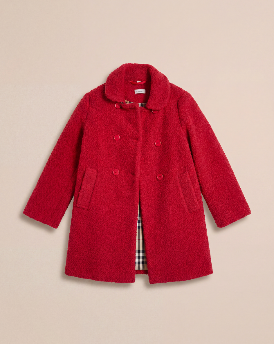 Manteau en laine bouclée rouge – Burberry Kids – 10 ans-1