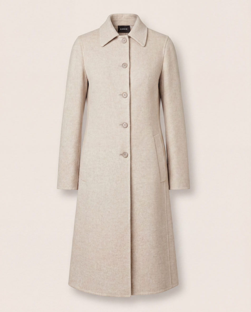 Manteau long en laine gris chiné – Akris – Taille 42-1