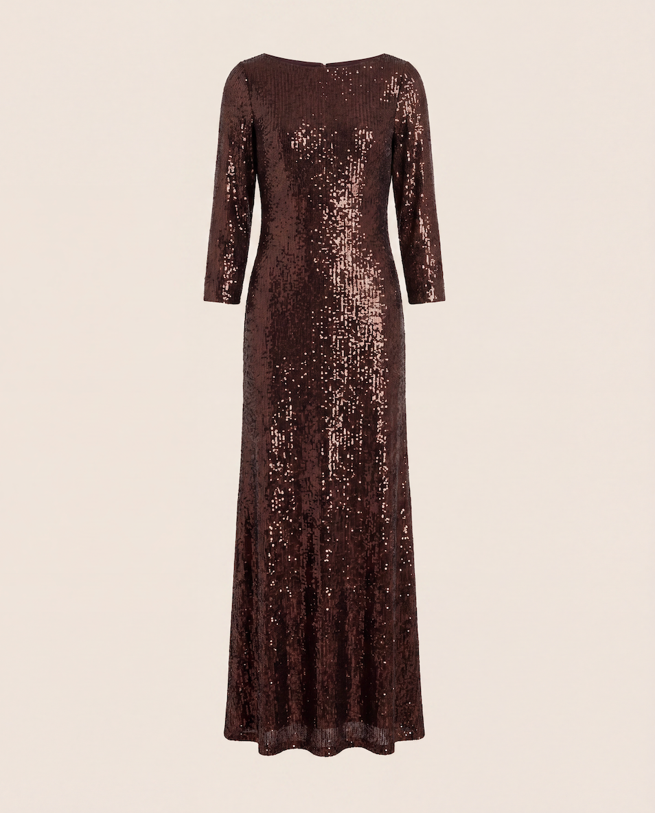 Robe longue bronze à sequins – Akris – Taille 42-1