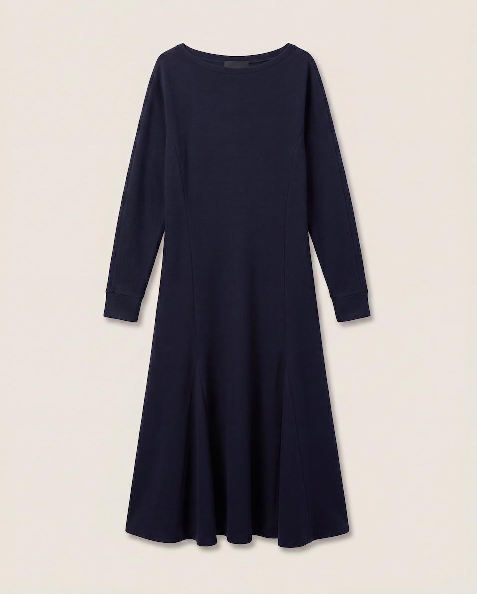 Robe longue en laine bleu marine évasée - Didier Angelo – Taille L
