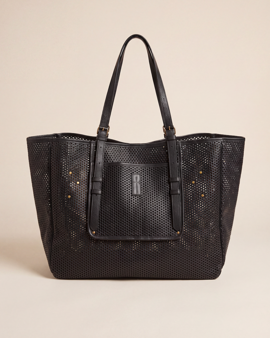 Sac cabas Tanguy grand format cuir perforé noir – Jérôme Dreyfuss