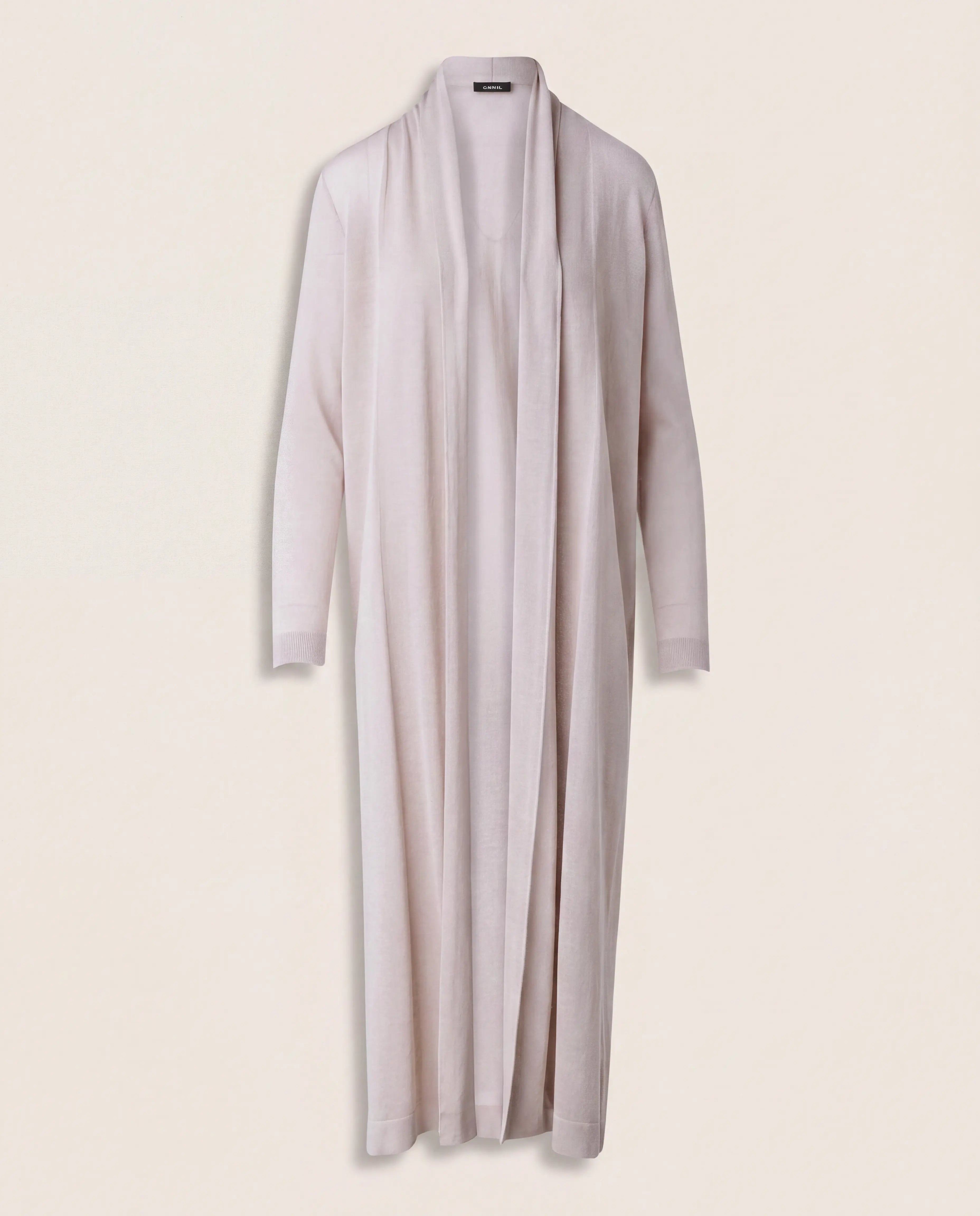Cardigan long Akris en soie et coton beige col châle – T.42 Akris