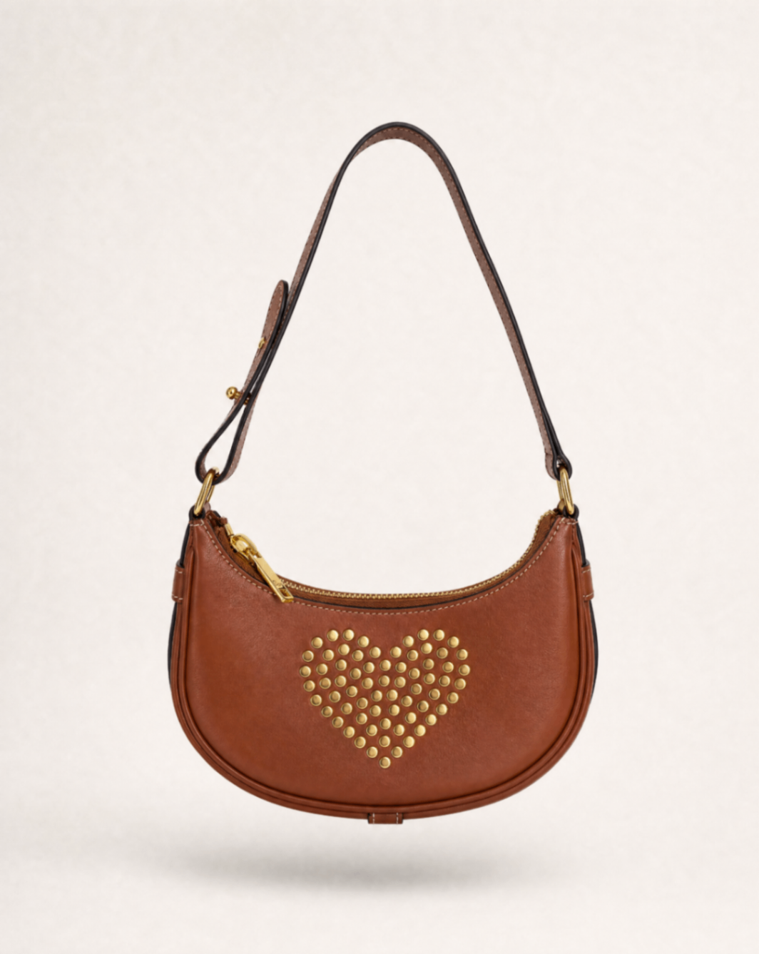 Celine – Mini sac Ava cuir de veau cognac clous cœur
