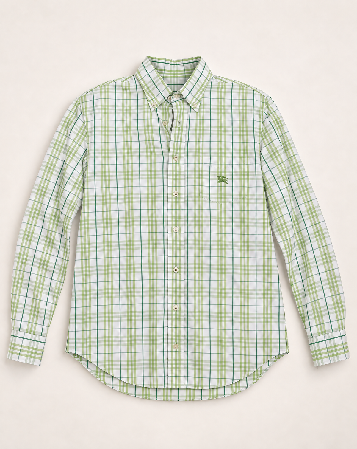 Chemise Burberry à carreaux verts col boutonné – Taille XL