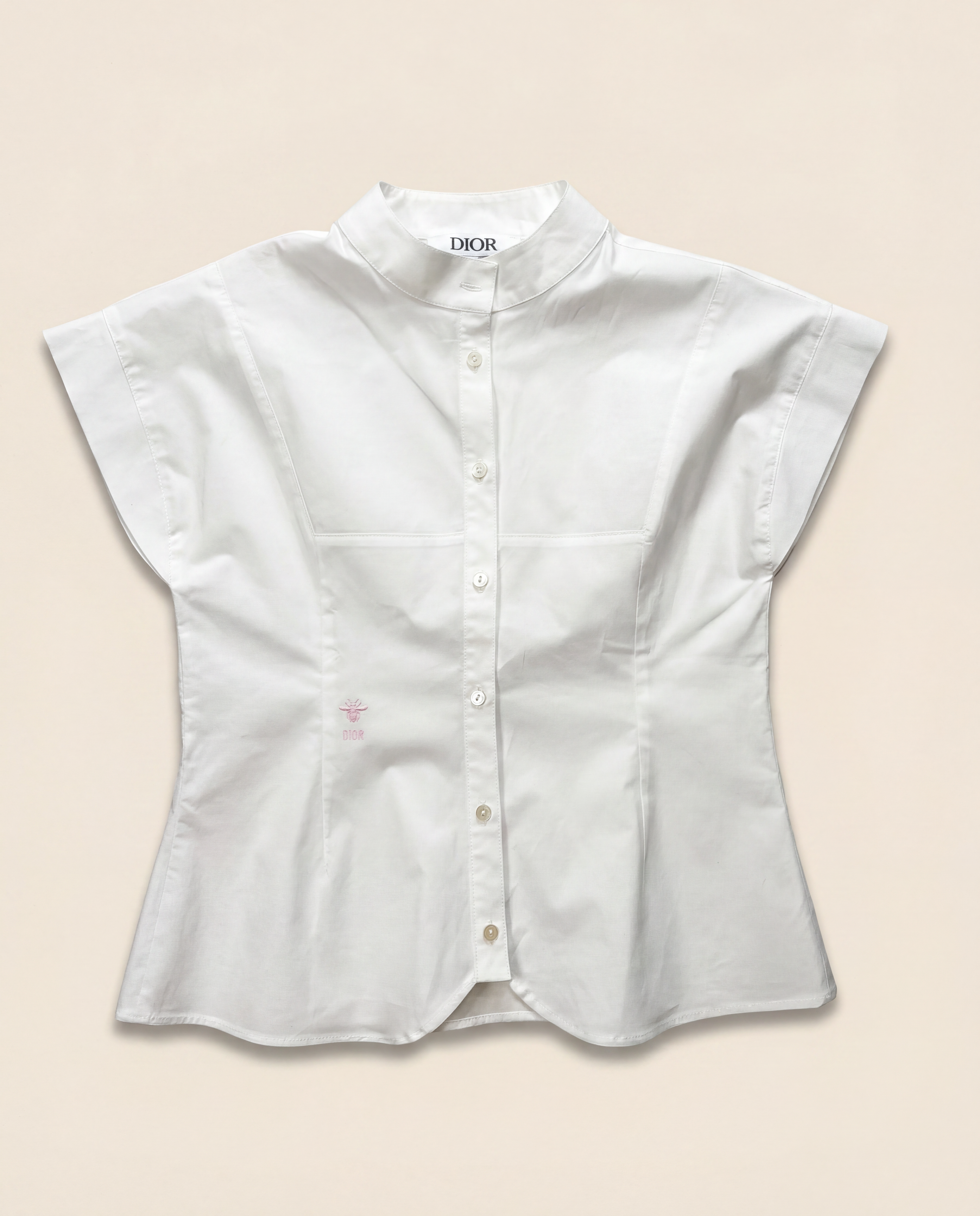 Chemise blanche Dior enfant abeille brodée rose – 10 ans
