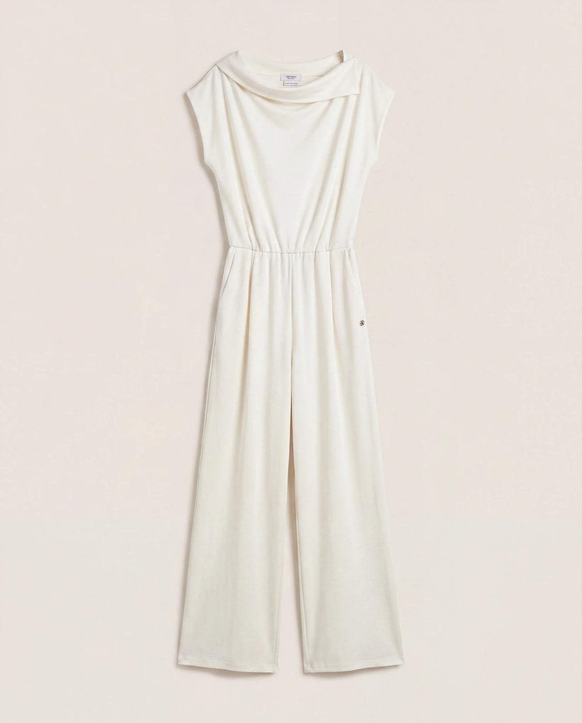 Combinaison écrue en maille de coton drapée – Crisoni – Taille L Crisoni