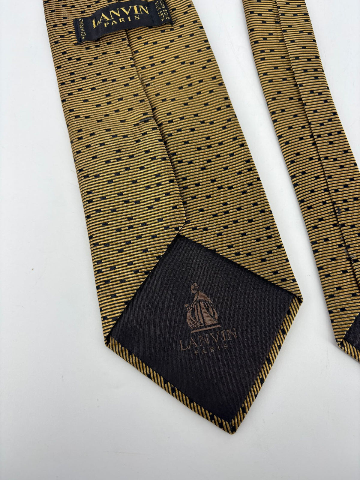 Cravate Lanvin Paris soie jacquard dorée et noire-6