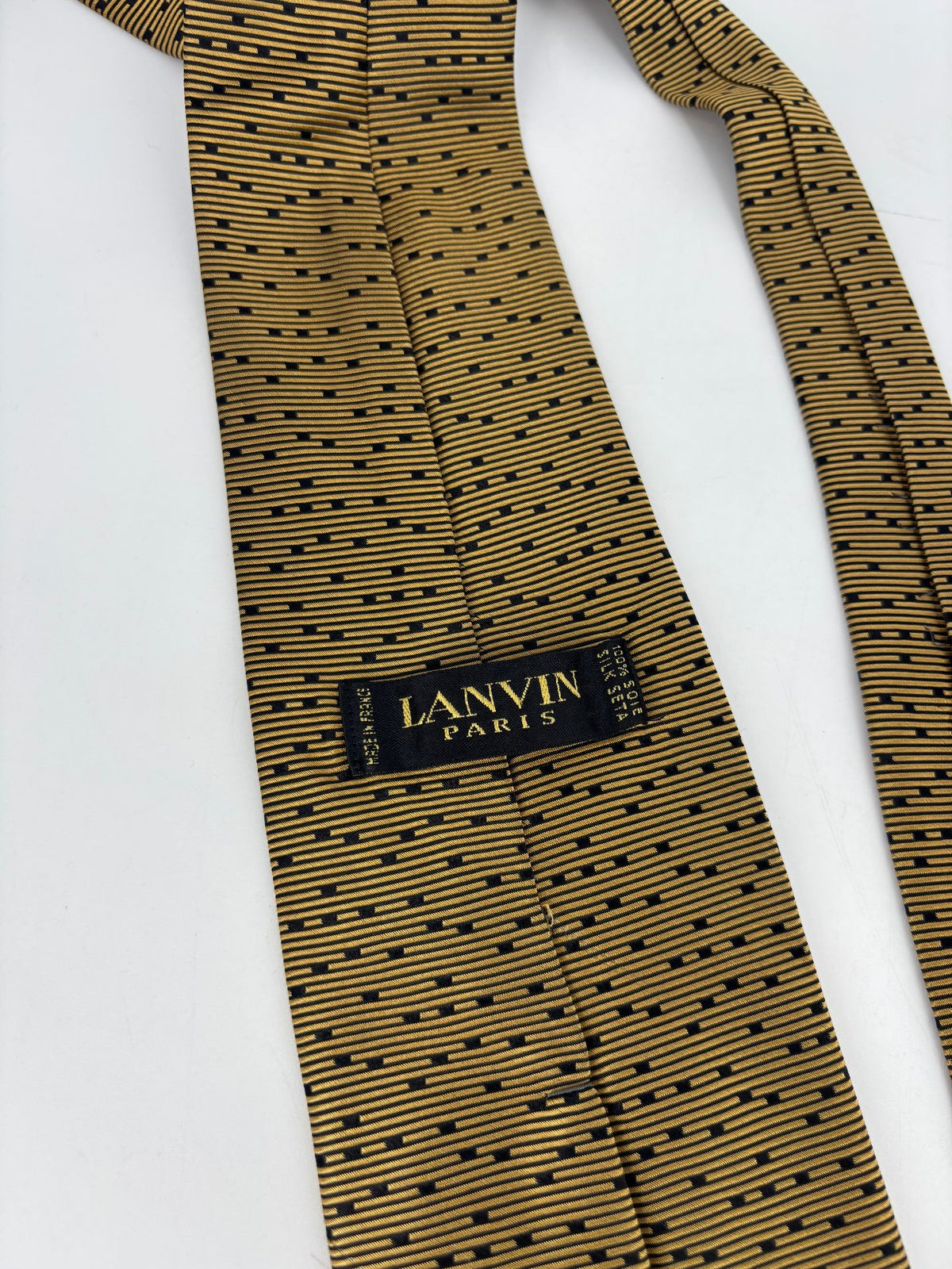 Cravate Lanvin Paris soie jacquard dorée et noire-5