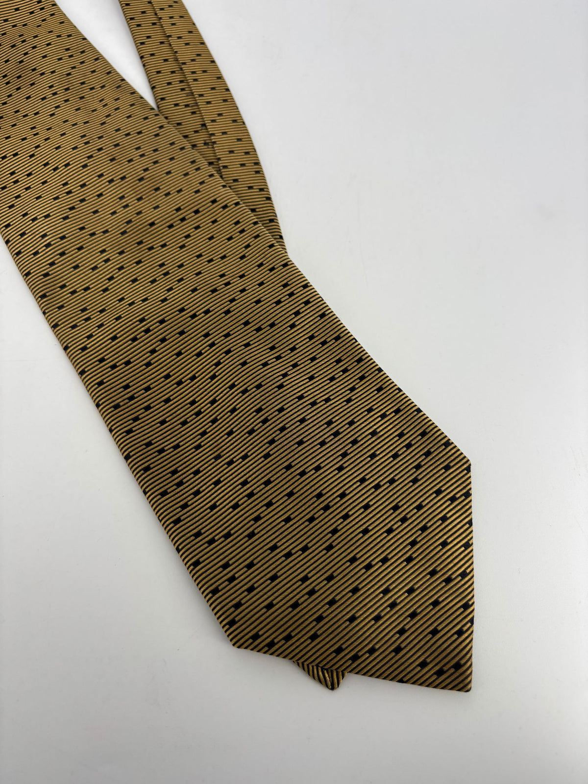 Cravate Lanvin Paris soie jacquard dorée et noire-3