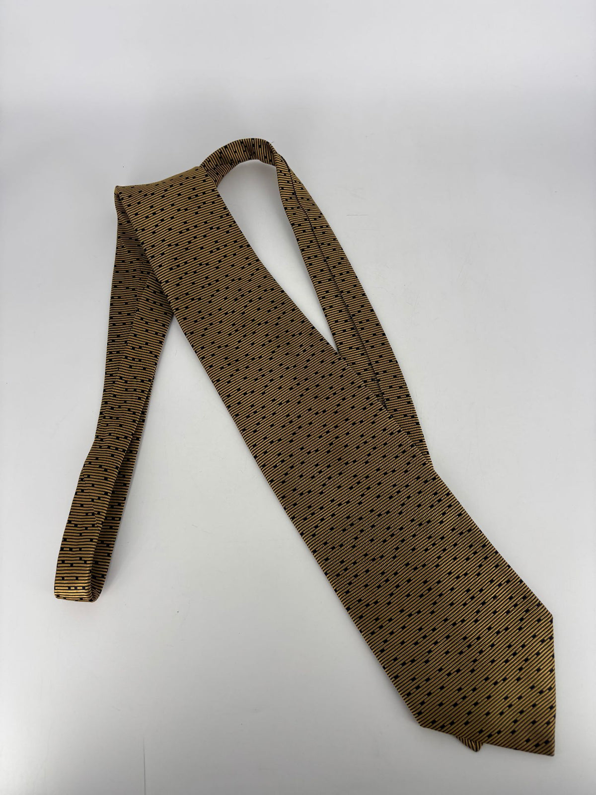Cravate Lanvin Paris soie jacquard dorée et noire-2