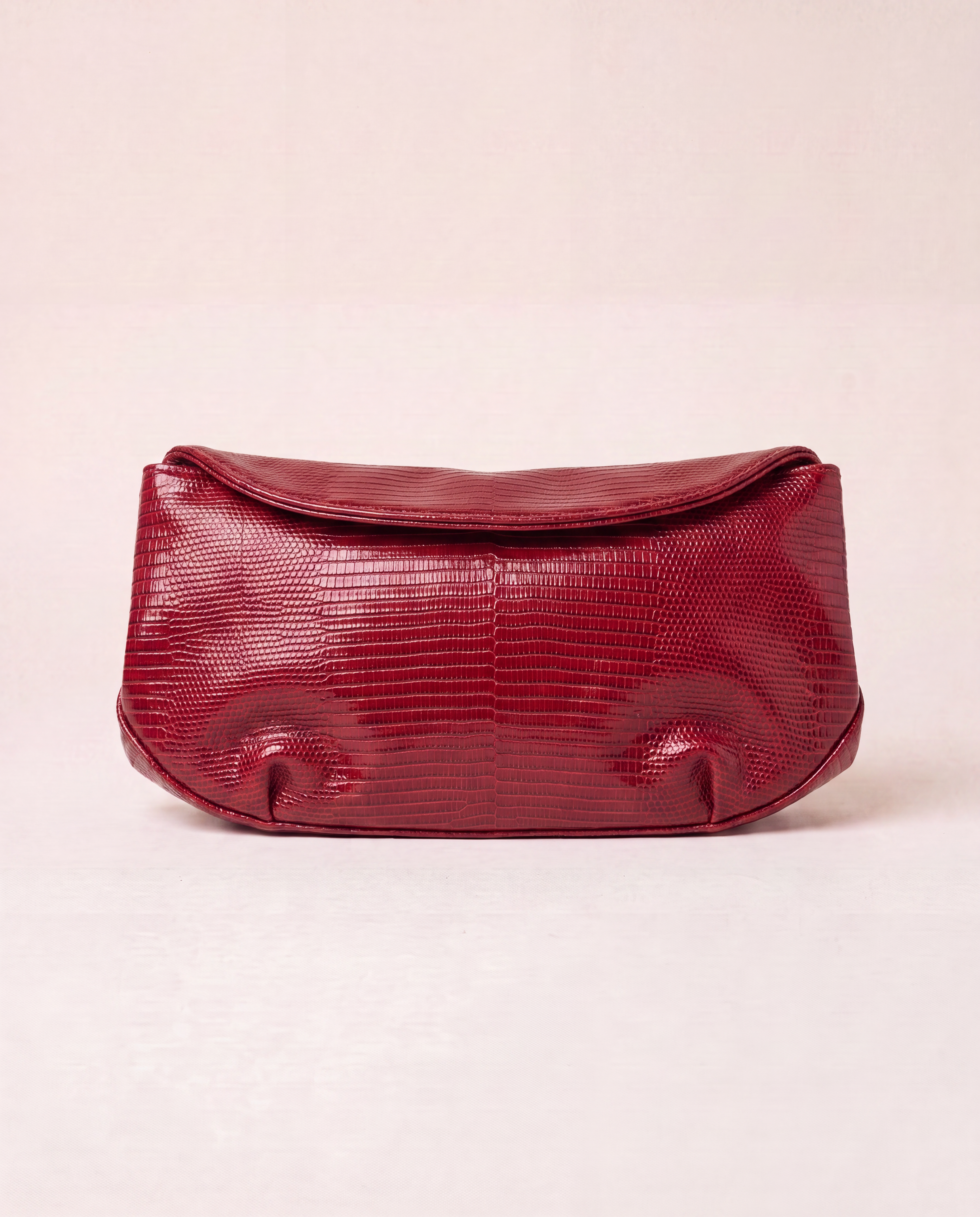 Pochette Akris cuir de lézard rouge – 20x10 cm-1
