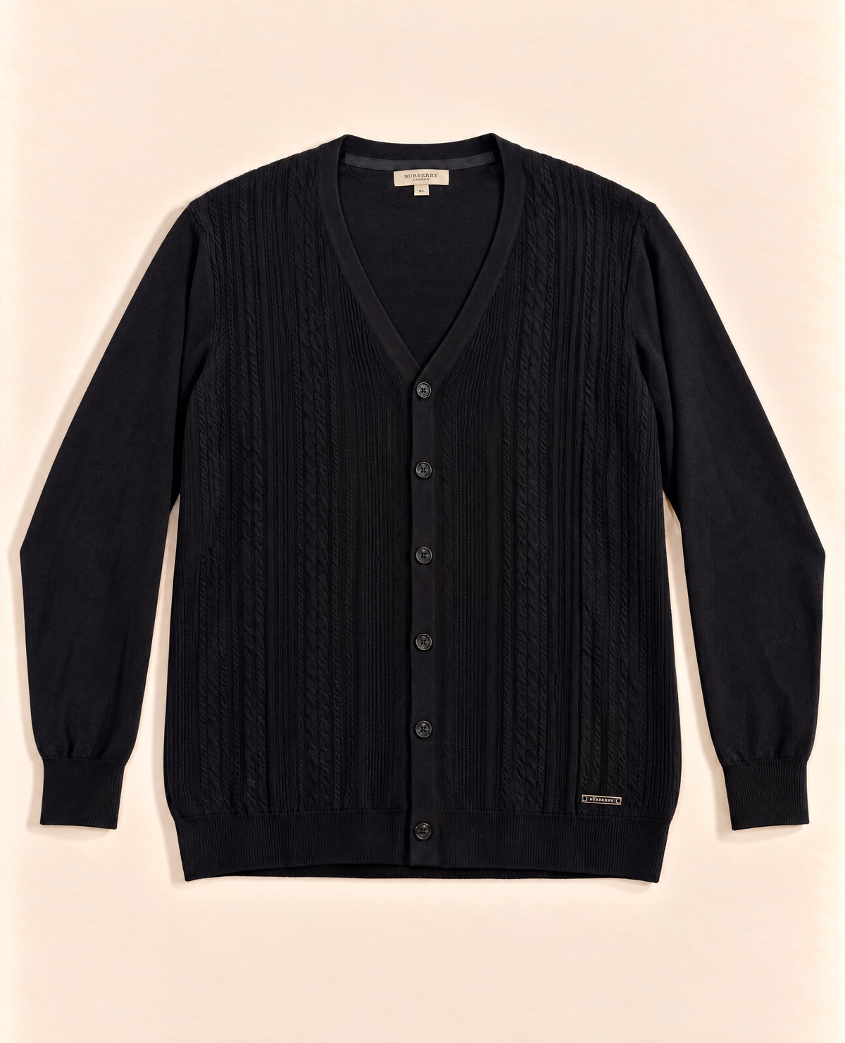 Gilet Burberry London cachemire noir maille torsadée – Taille XL