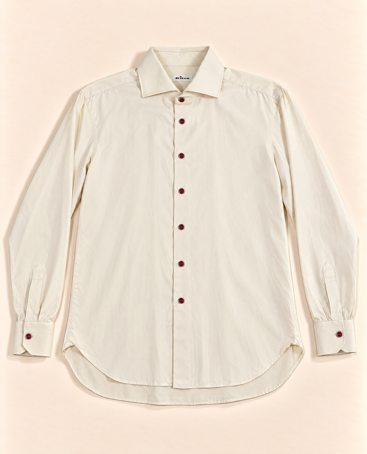 Chemise Kiton sergé de coton crème boutons rouges – Taille XL