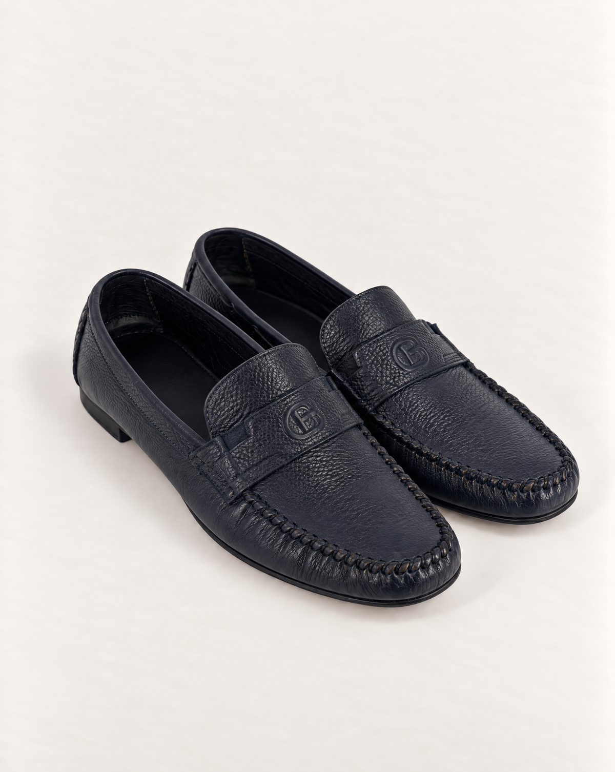 Mocassins Baldinini cuir grainé bleu marine – Pointure 43
