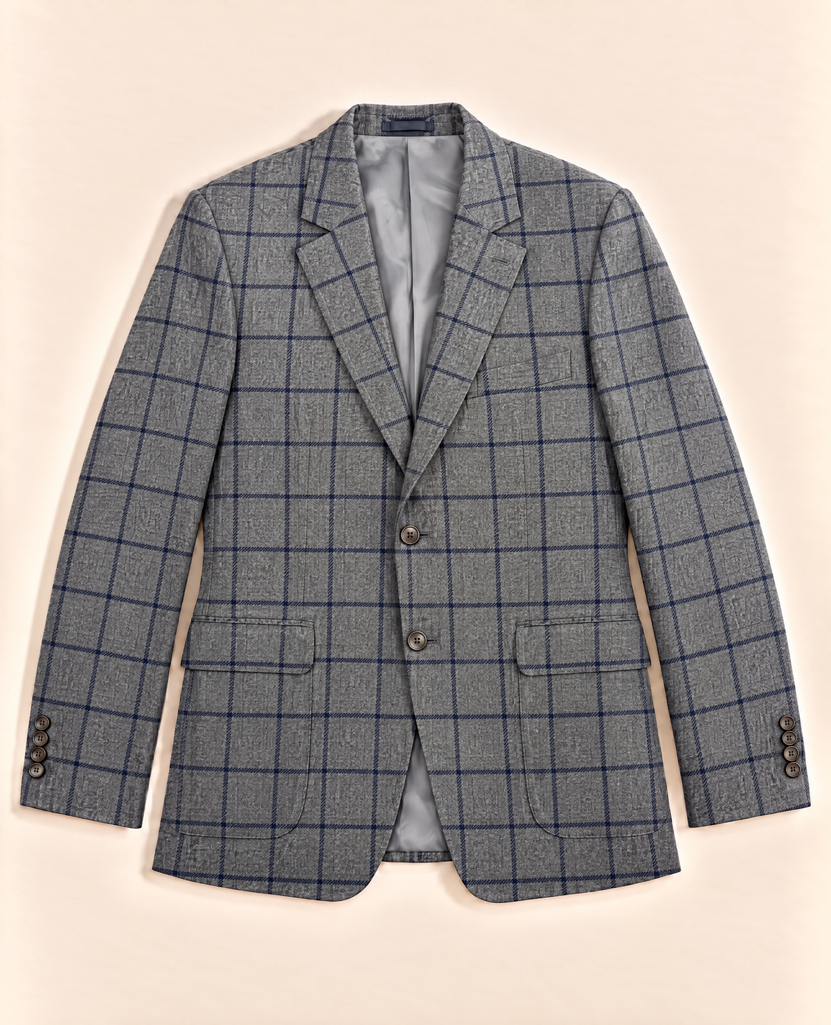 Blazer Francesco Smalto pure cachemire vichy gris bleu marine – Taille 56-1