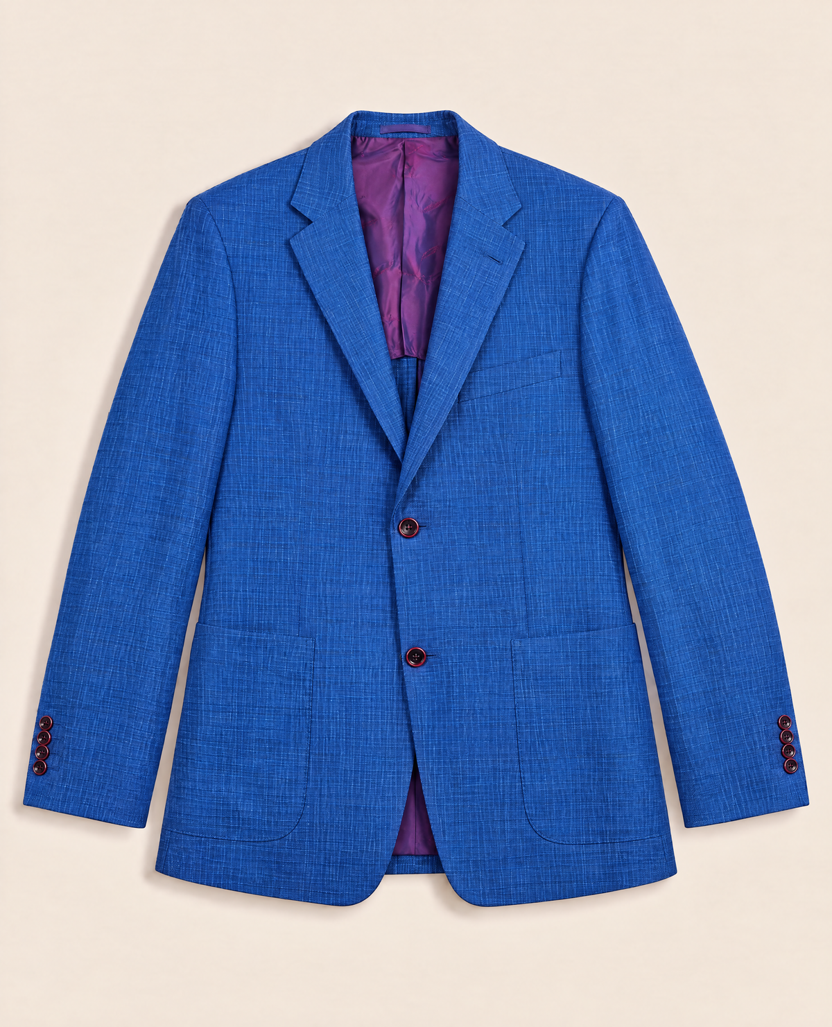 Blazer Kiton Napoli cachemire soie lin bleu chiné – Taille 60-1