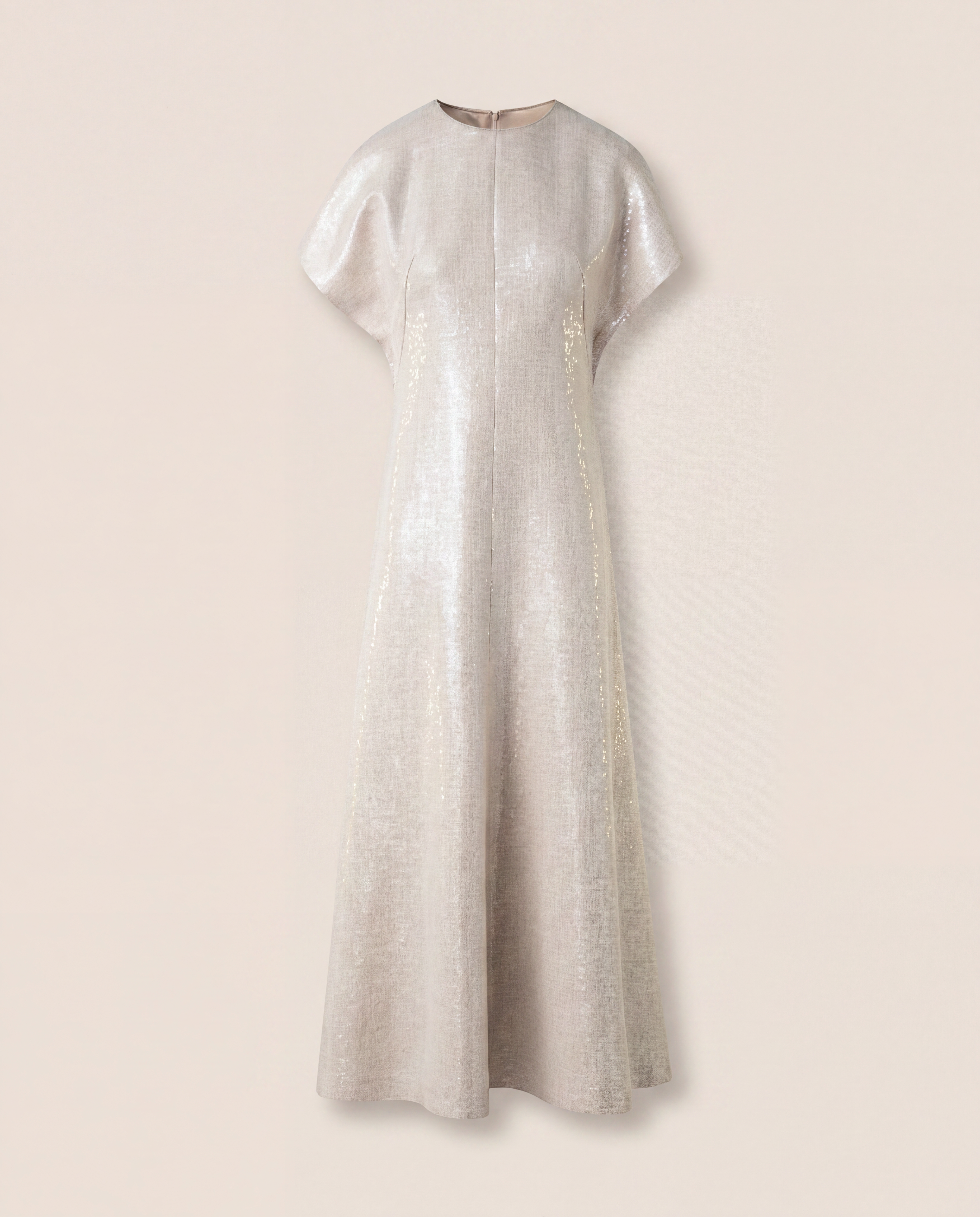 Robe midi Akris en lin mélangé à sequins transparents – Taille 38