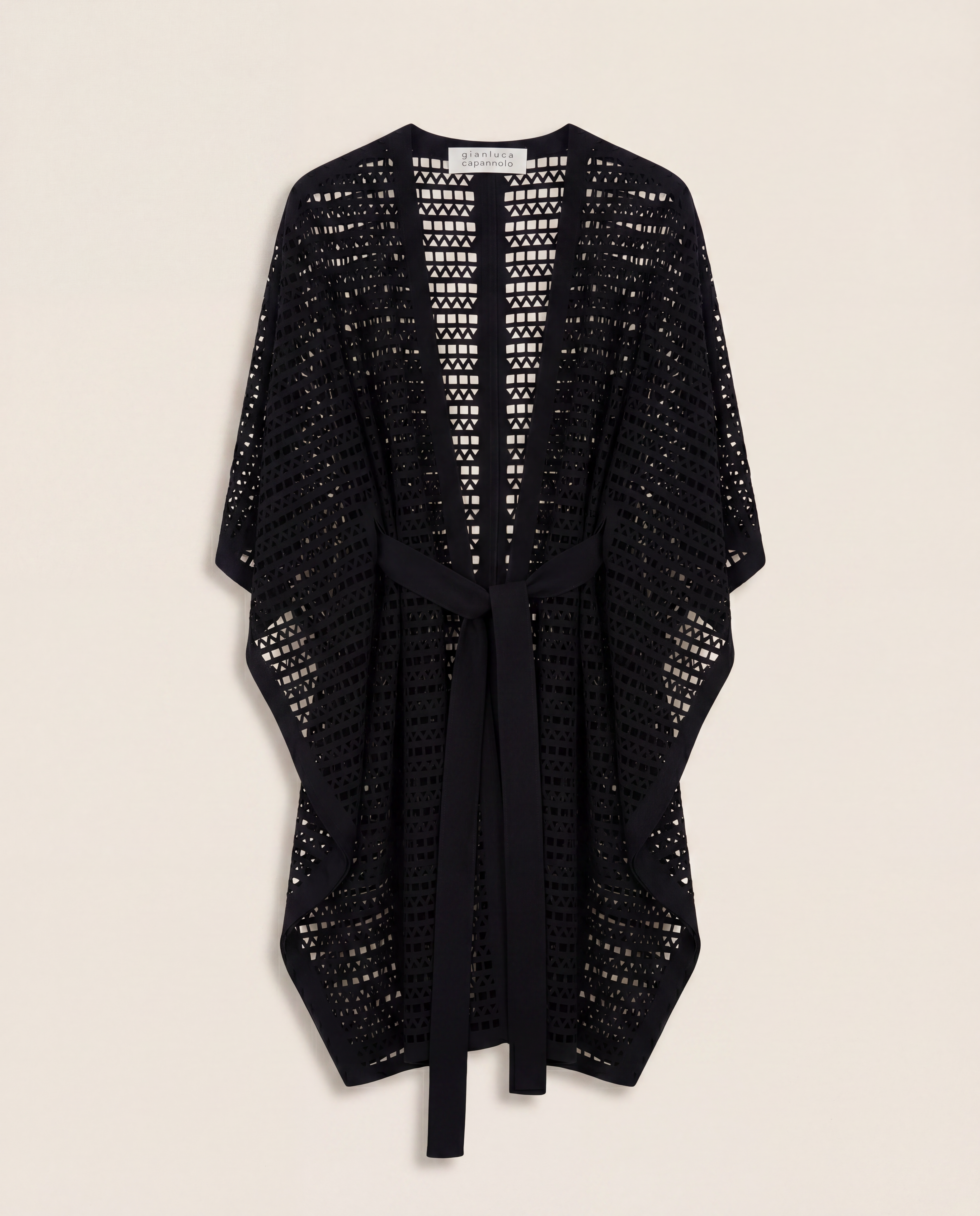 Gilet long Gianluca Capannolo en maille ajourée noire oversize – T.L-1