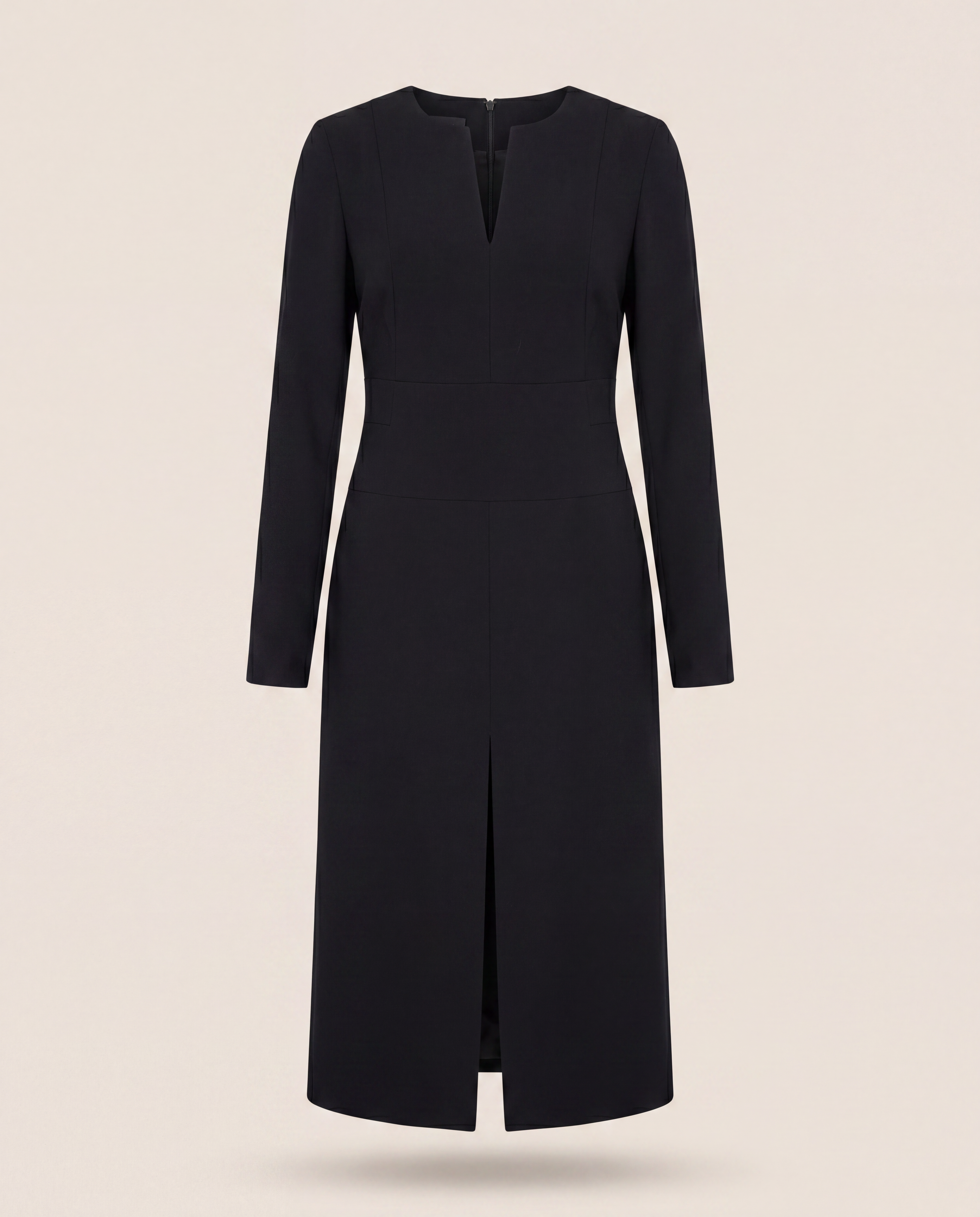 Robe midi noire à plastron cuir – Akris – Taille 40