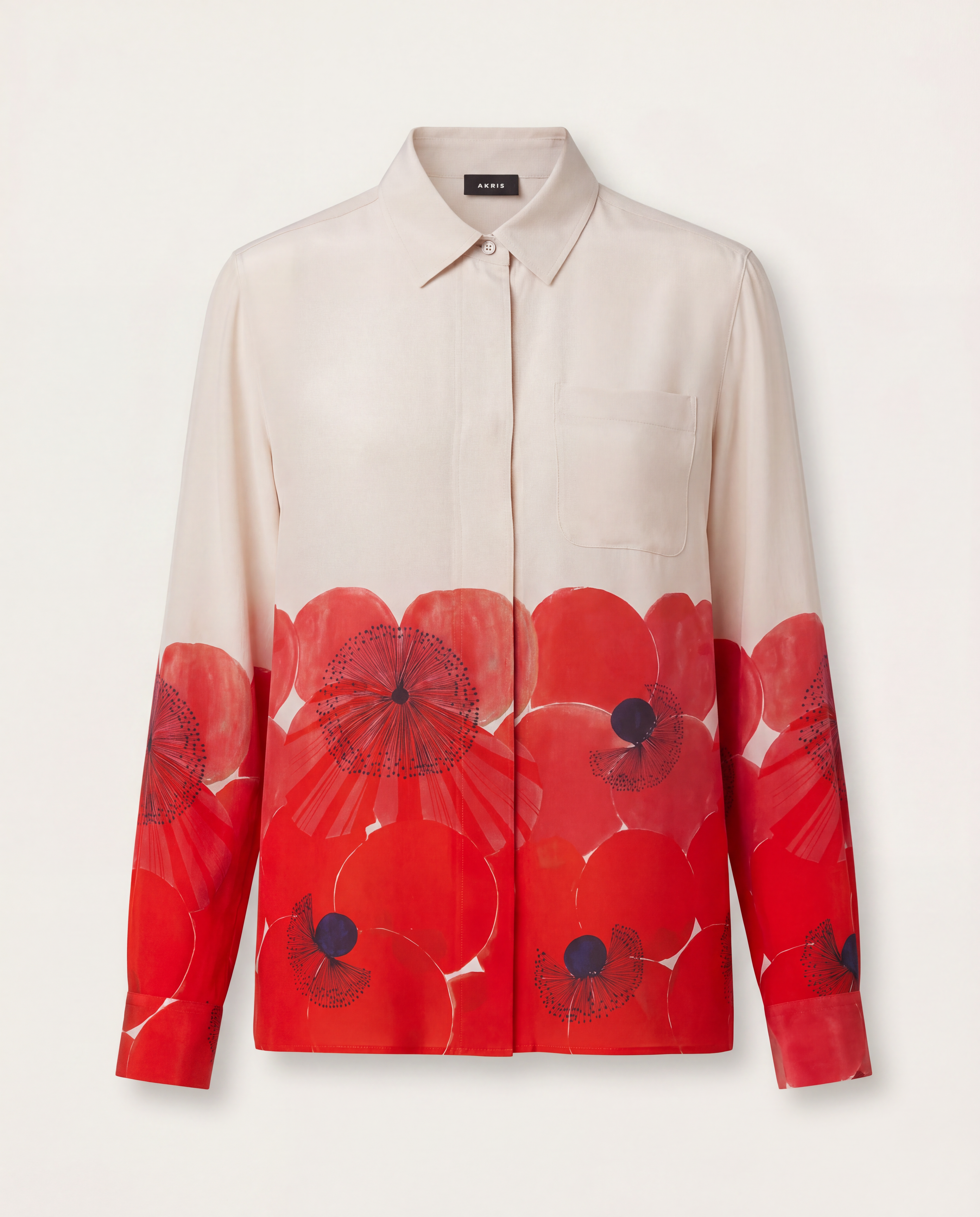 Blouse Akris crêpe de soie motif coquelicots – Taille 42