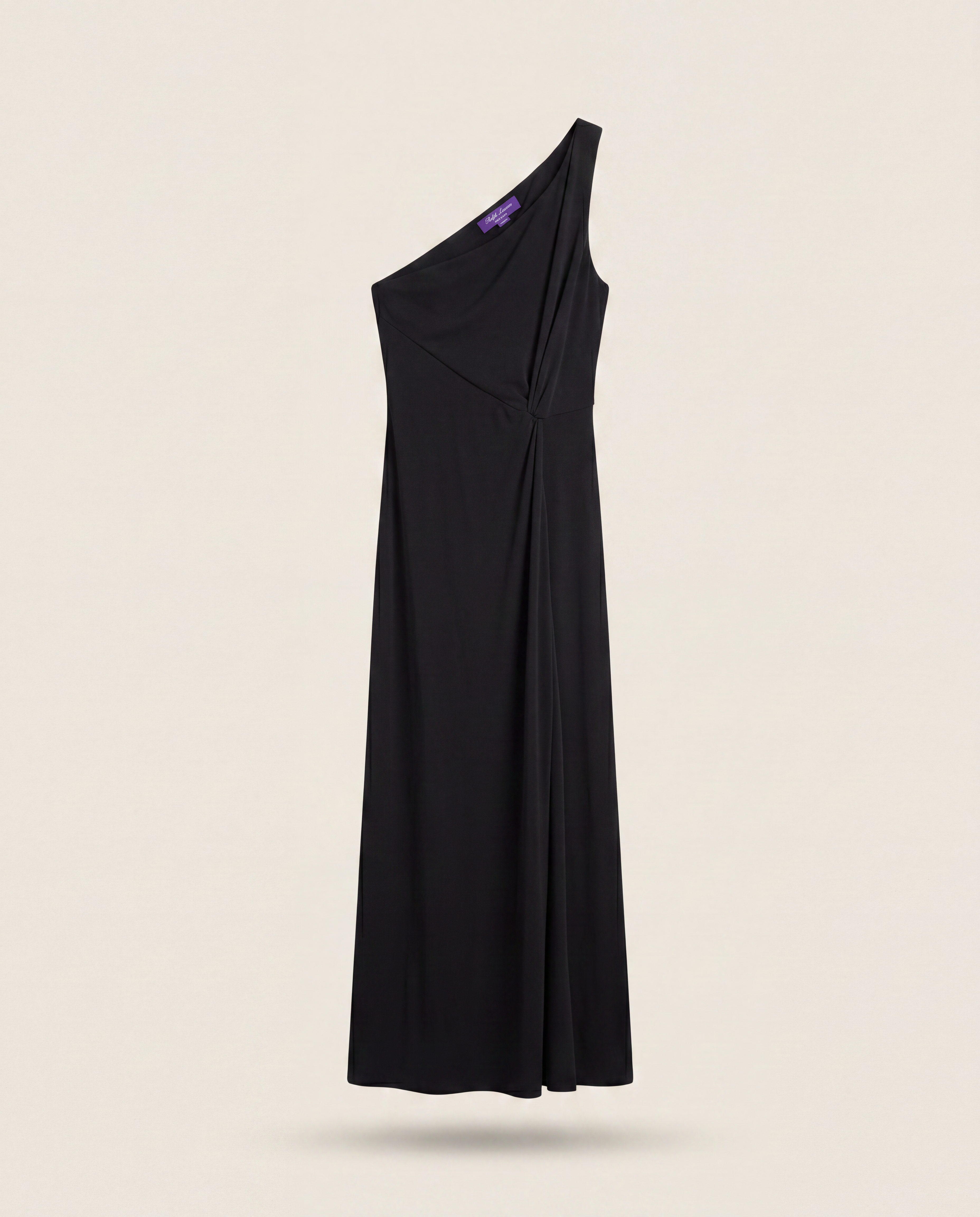 Robe longue asymétrique en jersey noir – Ralph Lauren Purple Label – Taille L-1