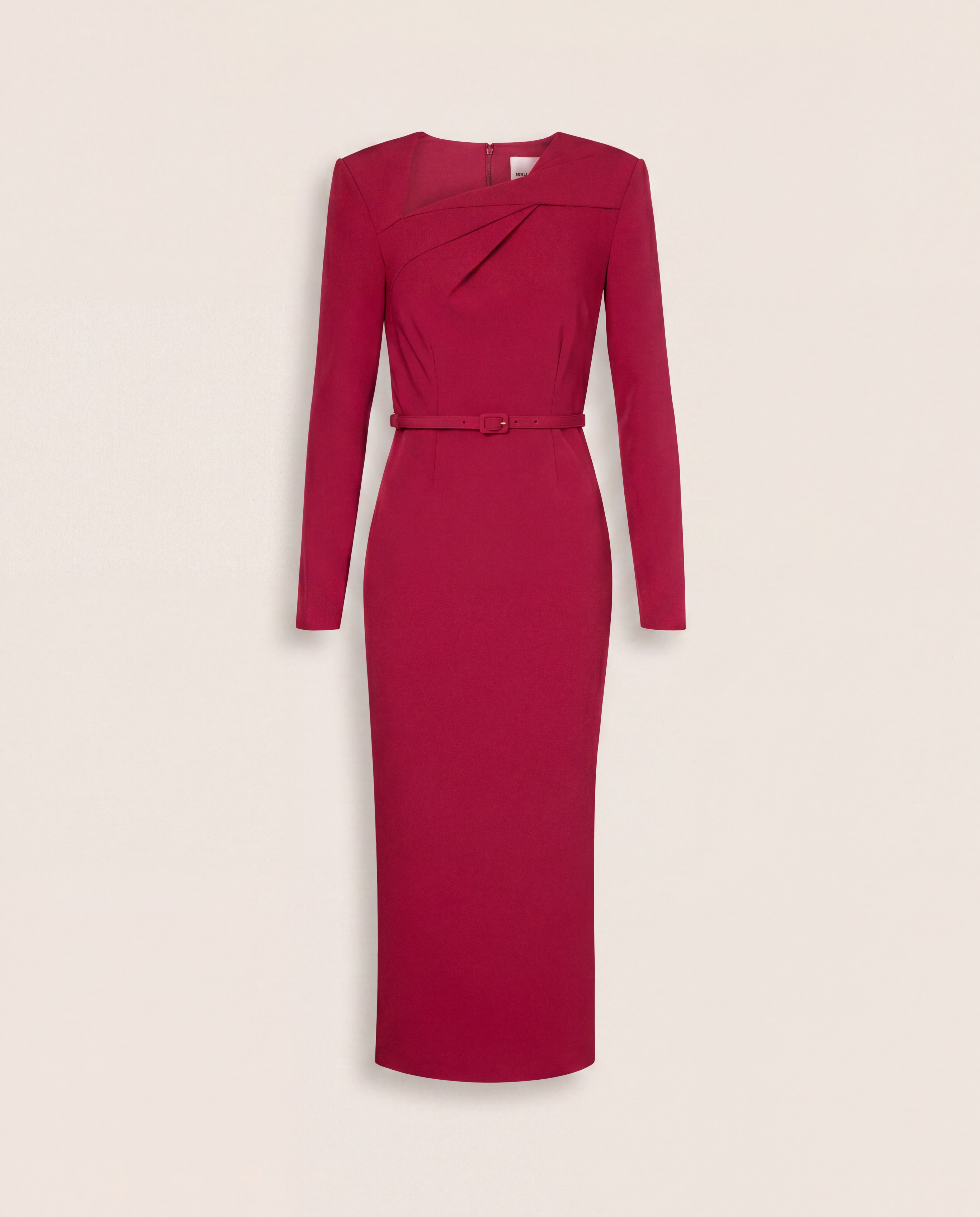 Robe midi en crêpe rouge ceinturée – Roland Mouret – Taille 40-1
